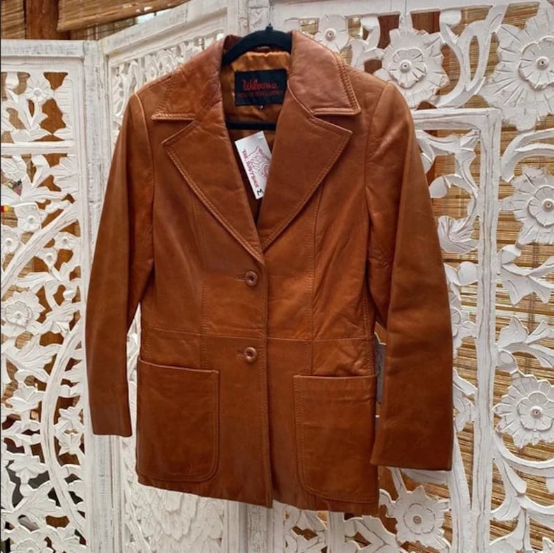 Wilsons House of Suede and Leather vintage Size Medium Tan Soft Leather