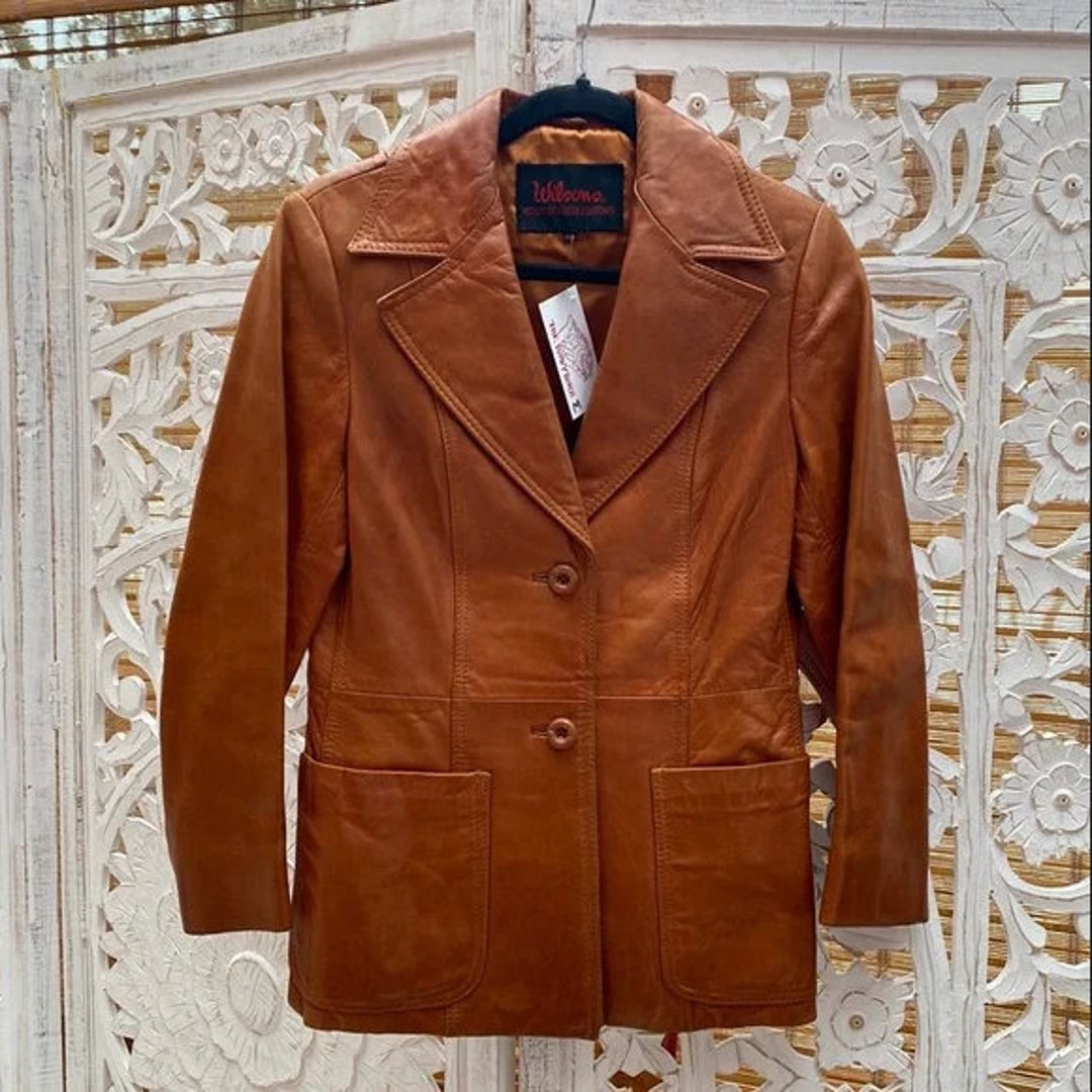 Wilsons House of Suede and Leather vintage Size Medium Tan Soft Leather