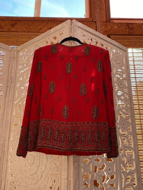 Eclectic vintage patchwork tapestry jacket - seed… - image 4