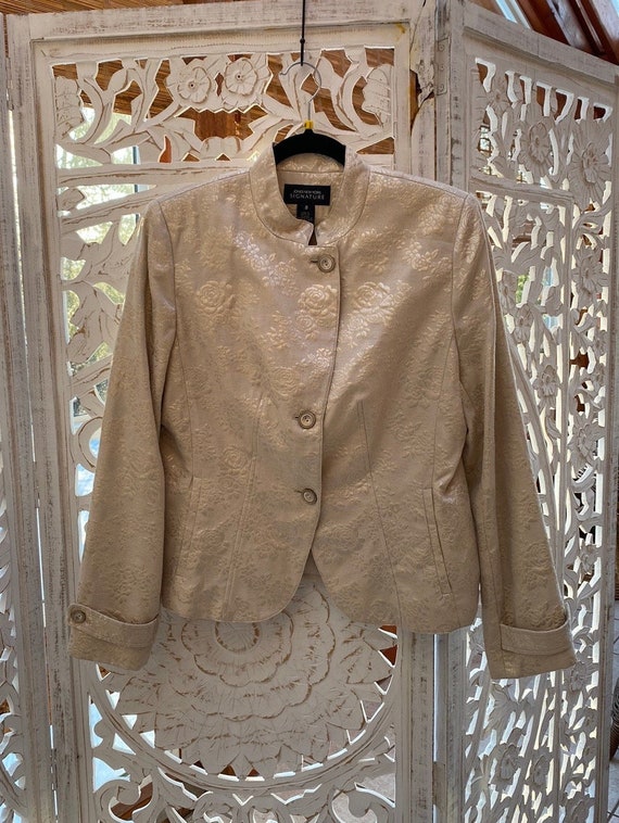 Gorgeous metallic brocade floral blazer jacket - c