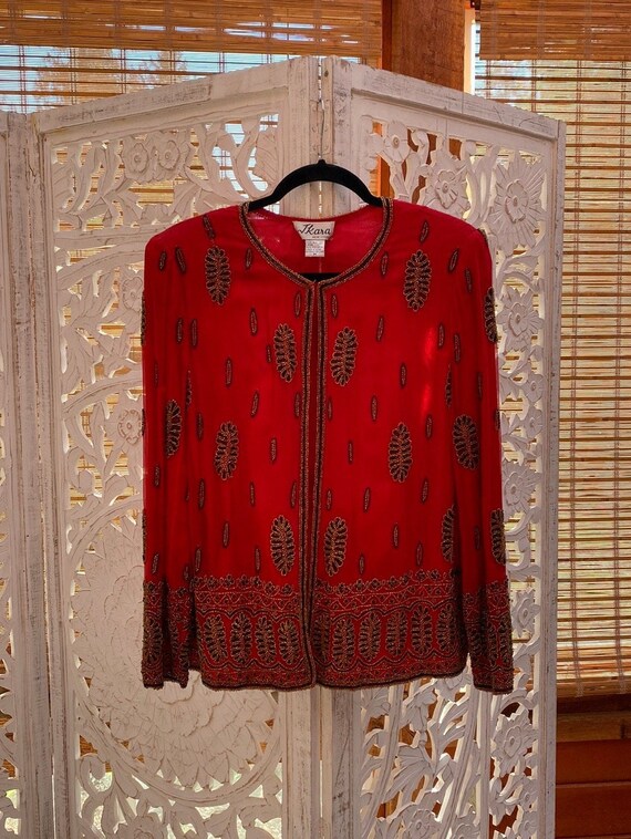 Eclectic vintage patchwork tapestry jacket - seed… - image 1
