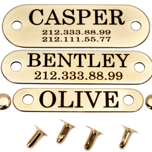 Personalized Brass Rivet Tags Collar Pet ID Tag Dog Tag Etsy