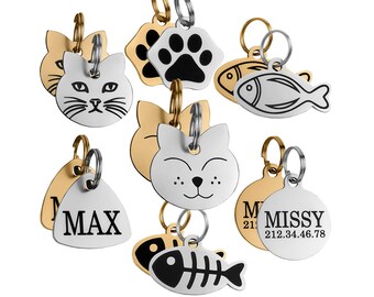 Cat Tag, Cat ID Tag, Personalized Cat Tag, Kitten Tag, Engraved Cat Tag, Cat Name Tag