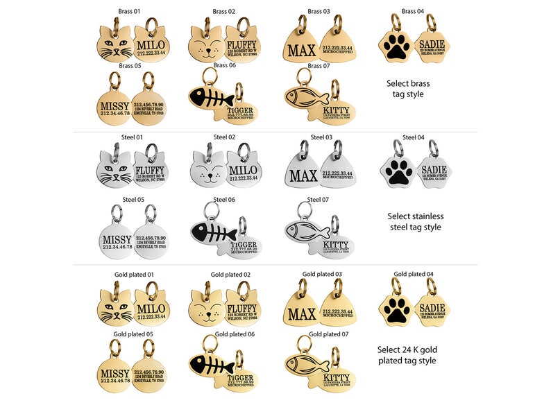 Personalized Cat Tag Custom Pet Tags for Cats Laser Engraved Etsy