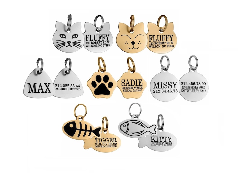 Personalized Cat Tag Custom Pet Tags for Cats Laser Engraved Etsy