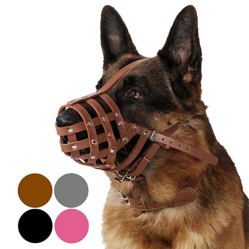 German Shepherd Secure Genuine Leather Basket Dog Muzzle Large Etsy