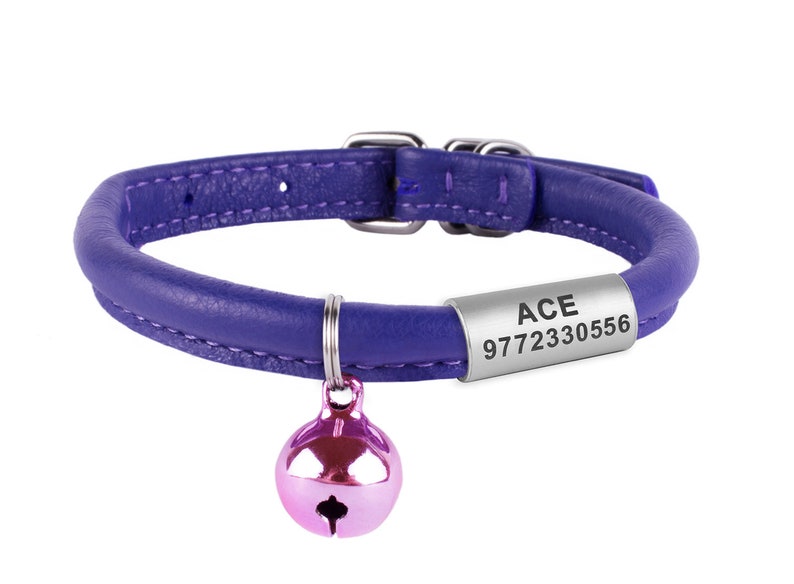 Cat Collar Leather Rolled Cat Collar Personalized Leather Etsy