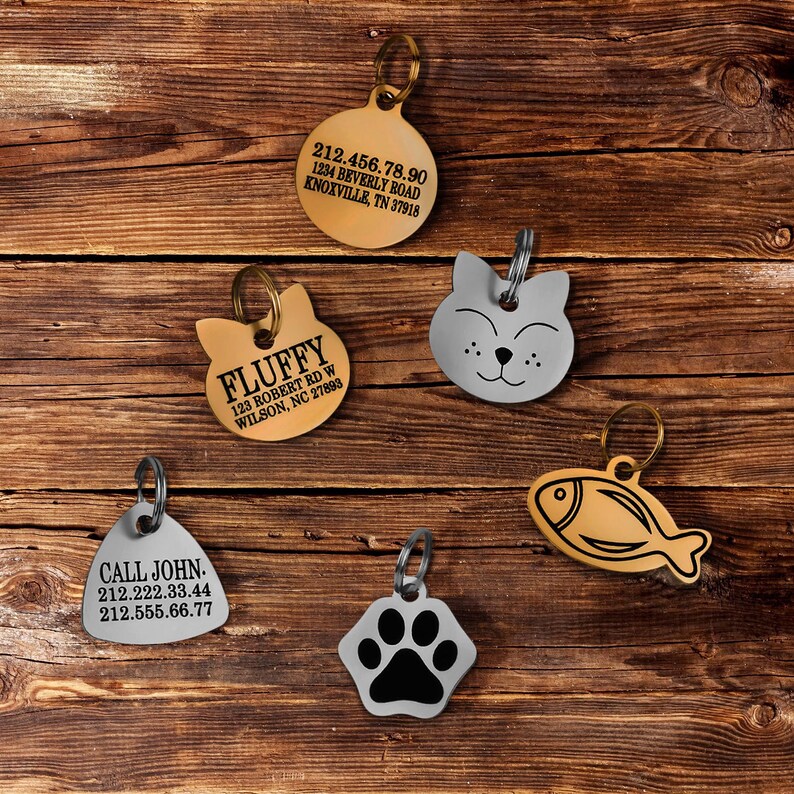 Cat Tag, Cat ID Tag, Personalized Cat Tag, Kitten Tag, Engraved Cat Tag, Cat Name Tag 