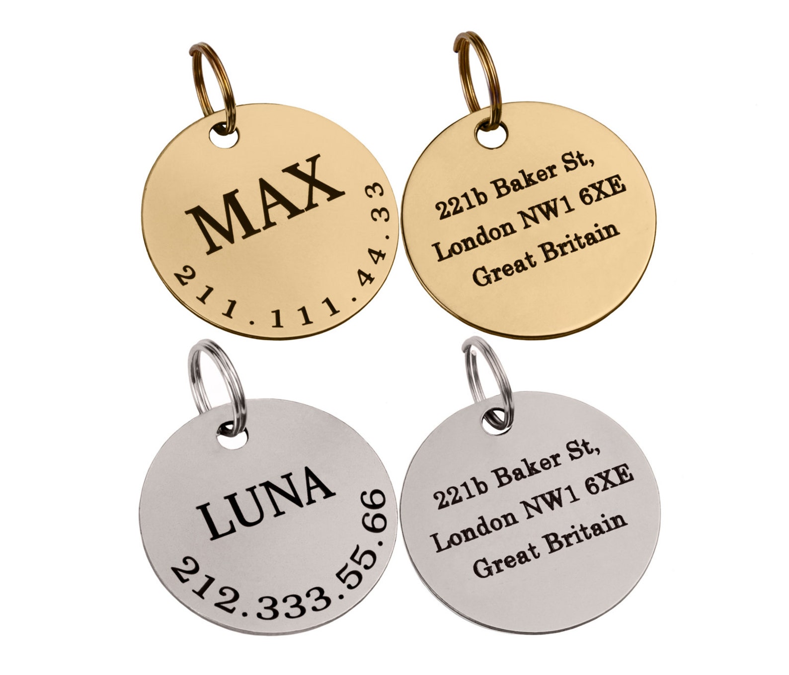 Personalized Dog ID Tag Pet ID Tag Dog Custom Tag Round Dog Etsy