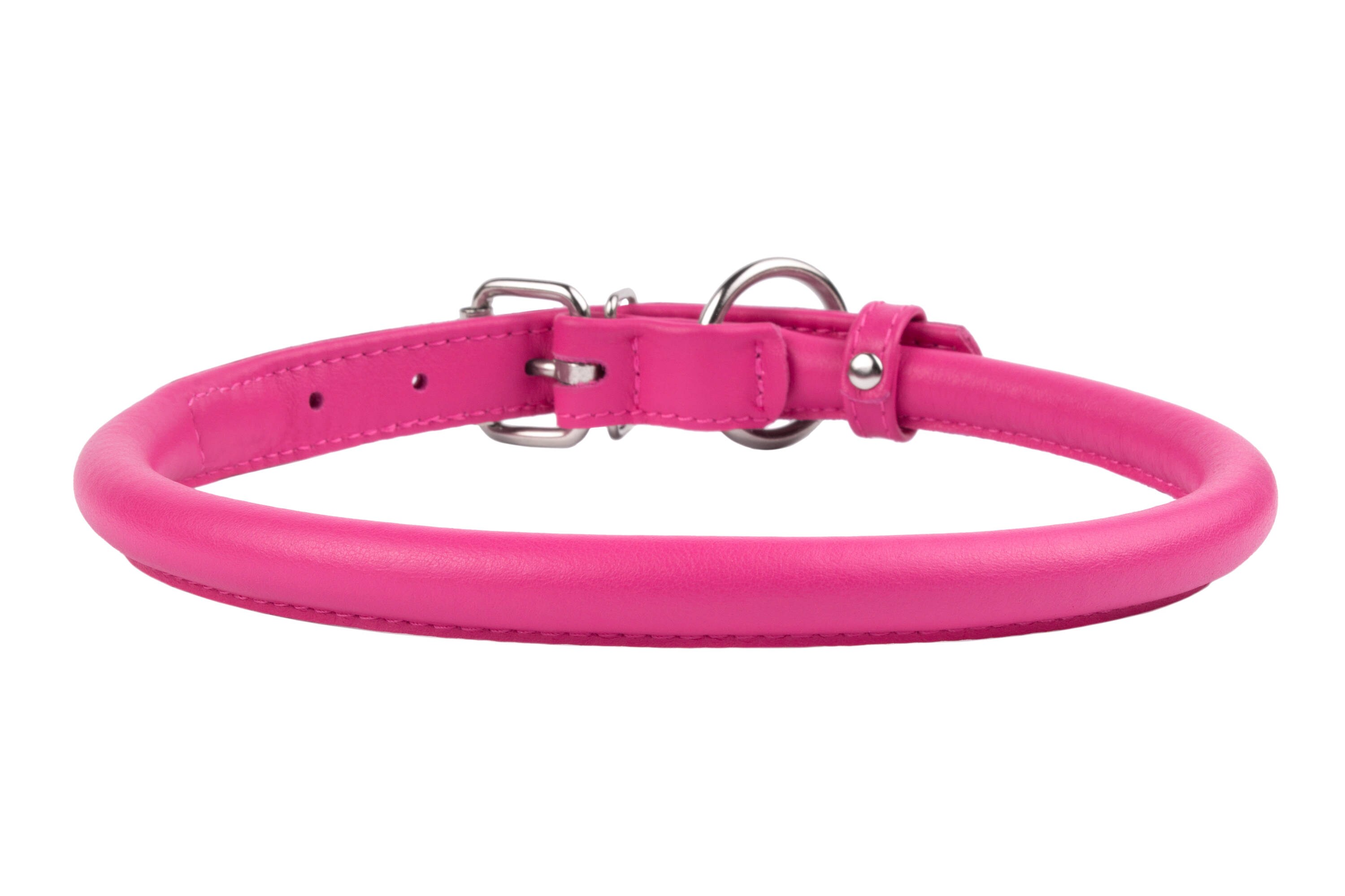 Rolled Leather Dog Collar Pink OPTIONAL ID TAG Extra Small Etsy