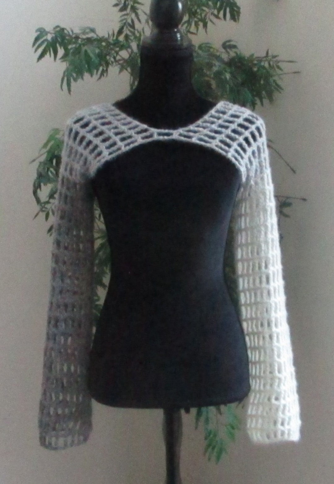 Crochet Shrug Crochet Sleeves Long Sleeve Shrug Mesh Etsy