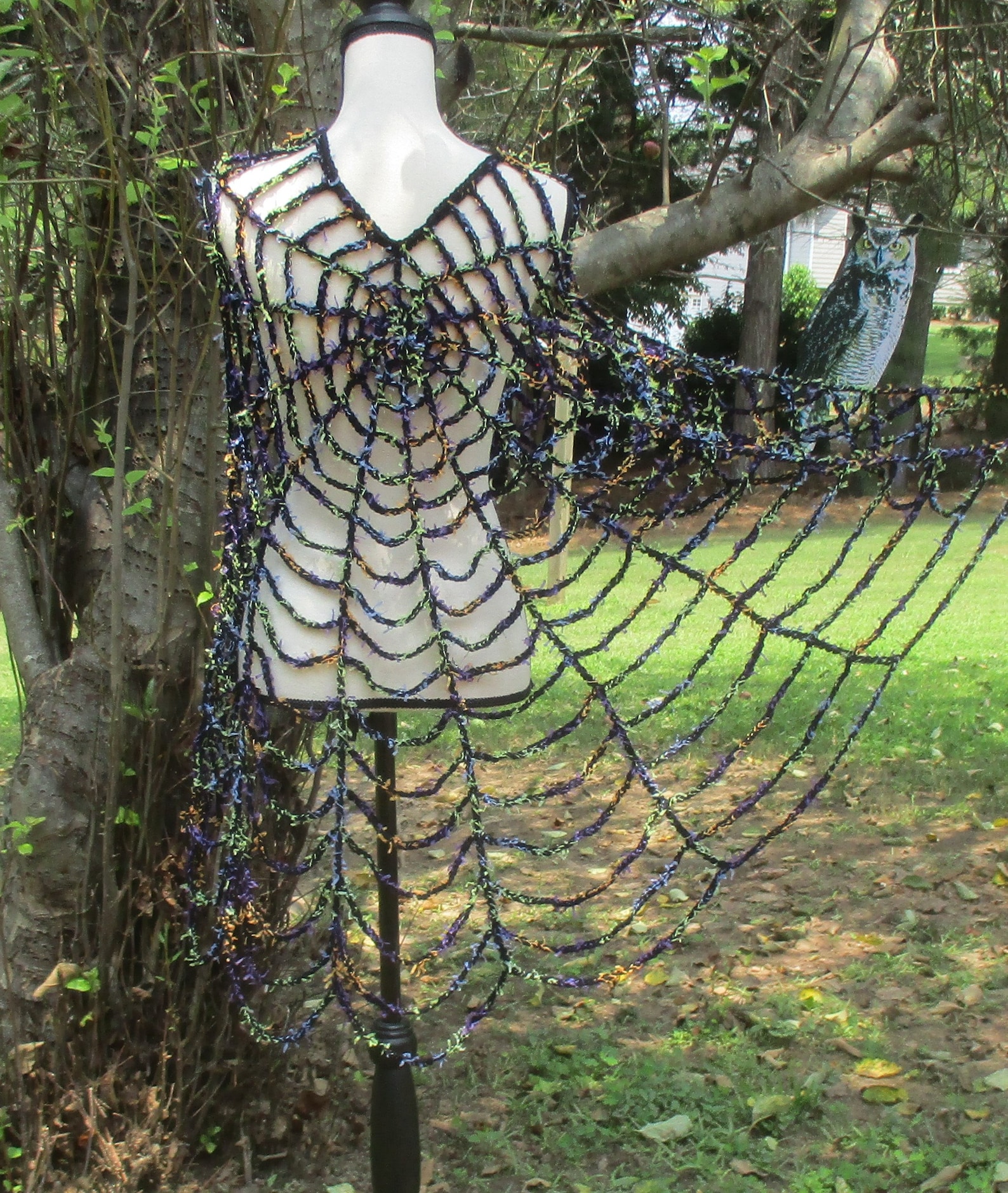 Crochet Spiderweb Poncho Cape Spider Web Shawl Spiderweb Etsy