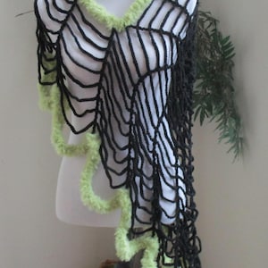 Crochet Spiderweb Poncho, Fur Trimmed Poncho, Wearable web, Halloween