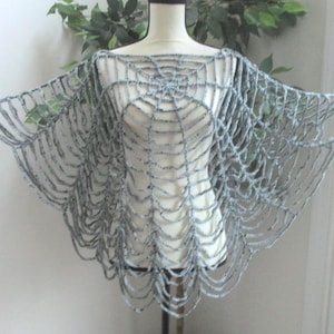 Crochet Spiderweb Poncho, Halloween Poncho, Wearable Web