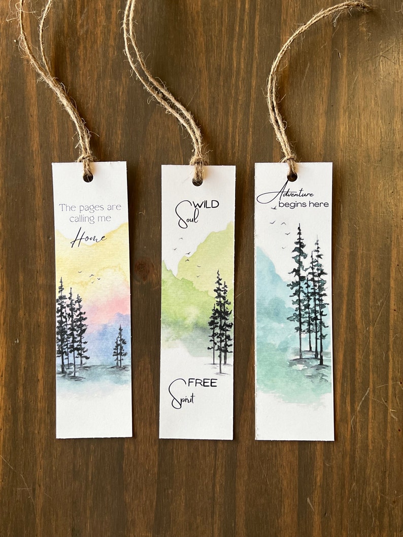 Watercolor Forest Bookmark - Woodsy Tree, Personalized - Etsy