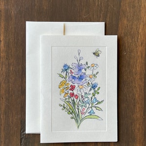 Watercolor Wildflower Note Cards With Envelopes, Floral Greeting Cards ...