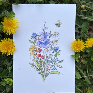 Wildflower Watercolor Print, Floral art Prints