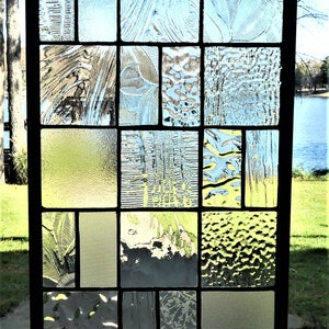 Textured clear stained glass panel  Window hanging