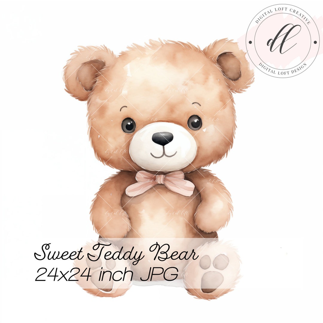 Printable Teddy Bear Illustration, Cute Nursery Wall Art, Children's ...