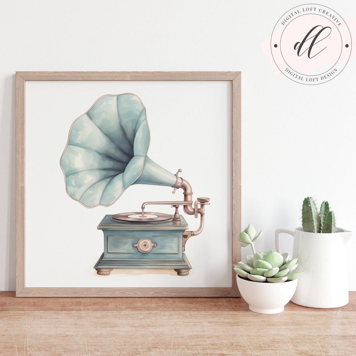Vintage Gramophone Printable Art, Classic Phonograph Illustration ...