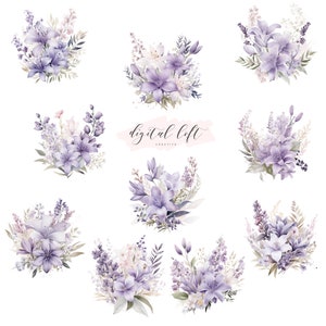 Lavendel Lilien Blumensträuße Aquarell Scrapbooking Junk Journal Scrapbook DIY Karte Schreibwaren Floral Einladungen PNG Transparent Kommerzielle Nutzung