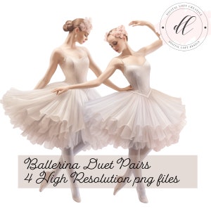 Watercolor Ballerina Duet Pairs Clipart Pastels Ballet Digital Graphic Commercial Use Dance Scrapbooking Transparent PNG Dancer Pointe