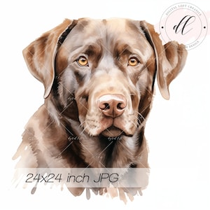 Chocolate Labrador Retriever Printable Art, Pet Portrait Digital Download, Dog Watercolor Wall Decor, Home Artwork, Animal Lover Gift JPG