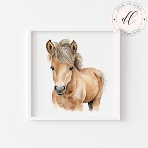 Cute Buckskin Pony Digital Print, Rustic Home Decor, Farm Animal Artwork, Downloadable Wall Art, Equestrian Gift, Animal Lover, Printable