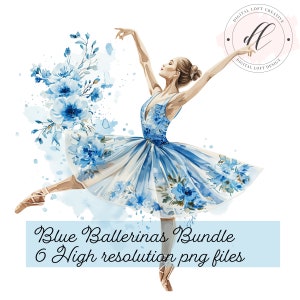 Blau Aquarell Ballerina Clipart Pastelle Ballett Digitale Grafiken Kommerzielle Nutzung Tanz Scrapbooking Transparente PNG Scrapbook Dancer Pointe