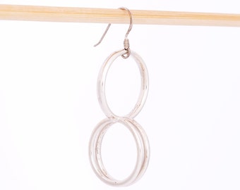 Silver Hoop Geometric Minimalist Earring, Silver Geometric Minimalist Earring, Asymmetrical Earring, Geometric Minimalist Jewelry, Silver
