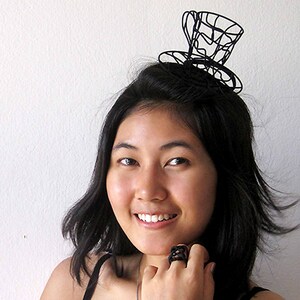 Fascinator Hat, Black Fascinator, Steampunk Mini-Hat, Derby Fascinator, Top Hat Women, 3D Printed, Wedding Fascinator, Bridal Fascinator image 4