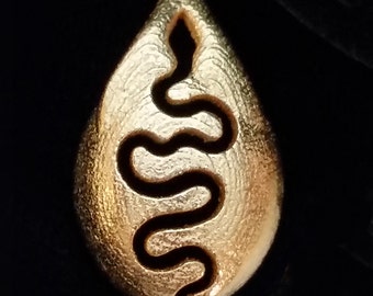 1 IN STOCK - REMAINS – River Pendant, Snaking River Pendant, Snake Pendant, 3d Printed Jewelry / Stainless Steel w. Polished Gold Finish