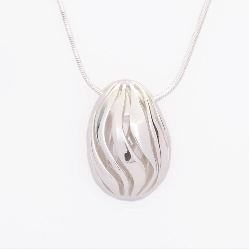 Silver Pendant Necklace inspired by Waves & Water for Environmentalist or Scorpio, Cancer or Pisces water sign, 3D printed, gift for women image 1