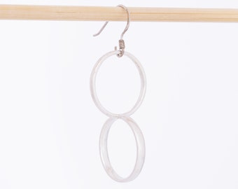 Sterling Silver Geometric Earring, Silver Minimalist Geometric Earring, 925 Circle Earring, Dangle Earring,Hoop Earring,Asymmetrical Earring