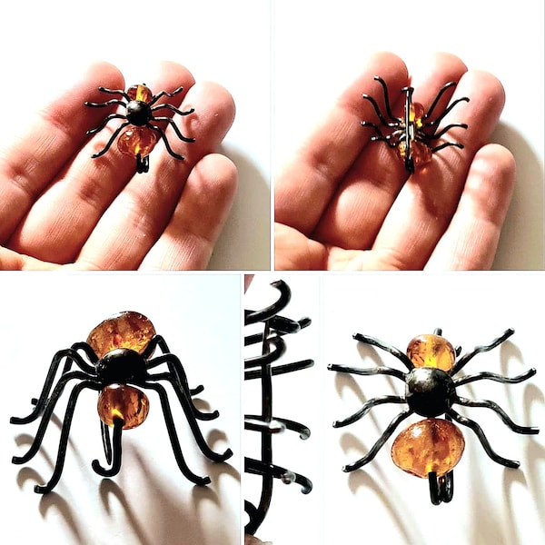 Original 1920s/30s Art Deco Vintage Amber And Silver Spider Brooch!