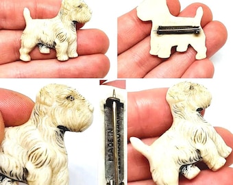 Original 1930/40s Celluloid Early Plastic Scotty Dog Brooch!