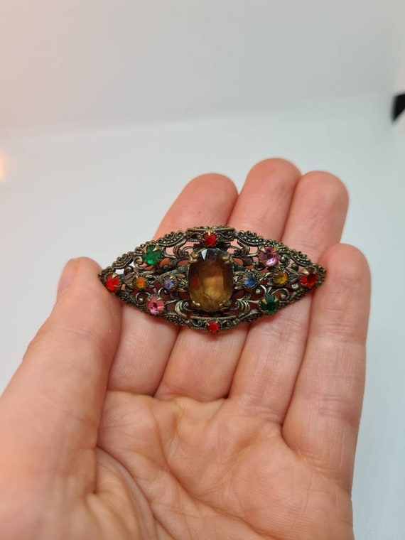 Gorgeous Original 1930s Czech Rainbow Brooch! - image 1