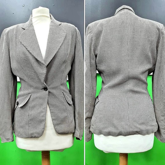 Original 1940s Houndstooth Tailored Suit Jacket b… - image 2