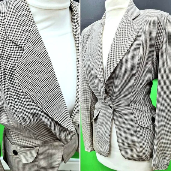 Original 1940s Houndstooth Tailored Suit Jacket b… - image 7
