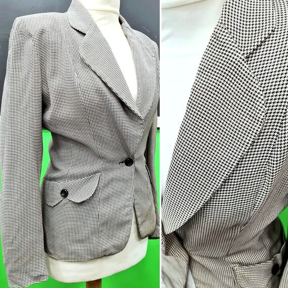 Original 1940s Houndstooth Tailored Suit Jacket b… - image 3