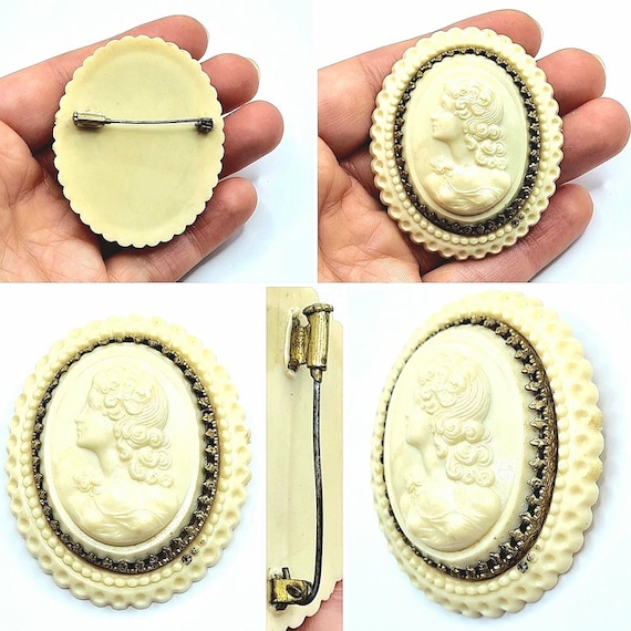Original 1930s Early Plastic Carved Celluloid Chu… - image 1