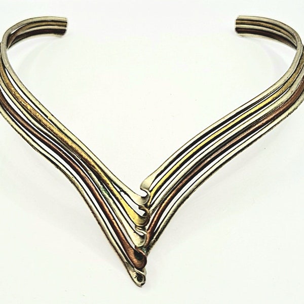 Original 1960s/70s or Possibly Later Artistan Studio Brutalist Modernist Choker Necklace!