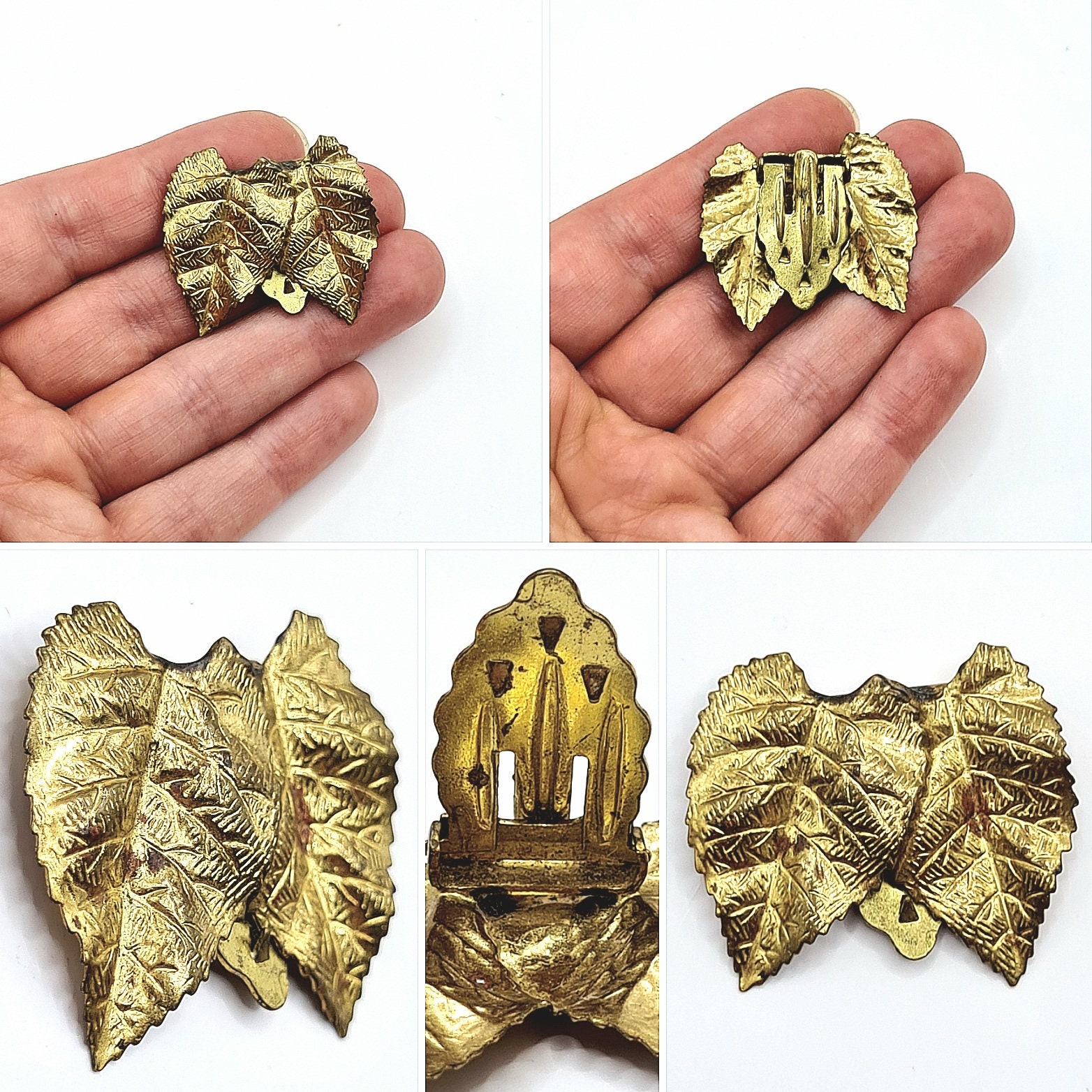 Gold Color Leaf Rhinestone Shoe Clips, Shoe Accessories