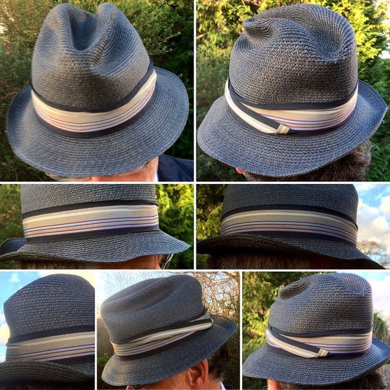 Super Stylish 1930s/40s Black Straw Trilby Hat! - image 1