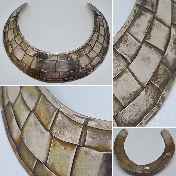 Original 1960s/70s does Arts and Crafts Era Metal Bib Necklace!