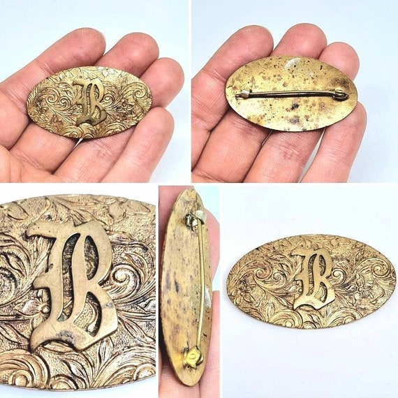 Original 1930s/40s Art Deco Gold Tone Initial 'B'… - image 1