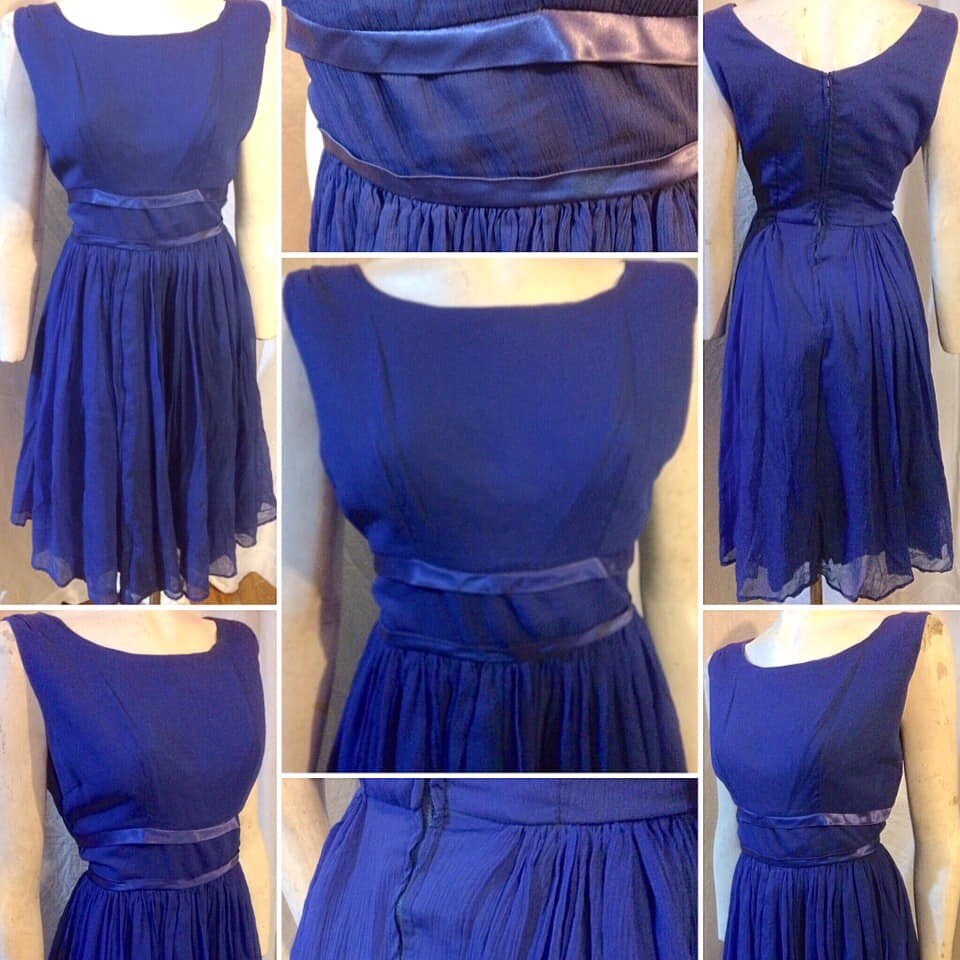 Image of Beautiful Original S Blue Crepe & Chiffon Party Dress