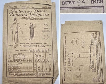 VERY RARE Original 1920s Pattern and Deltor Butterick Apron and Cap Pattern!