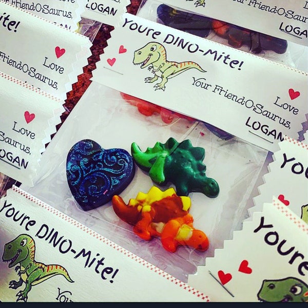 Kids Valentines Favors Valentines Class Favors Boys Valentines for Boys Dinosaur Party Favors for School Valentines Dinosaur Crayons