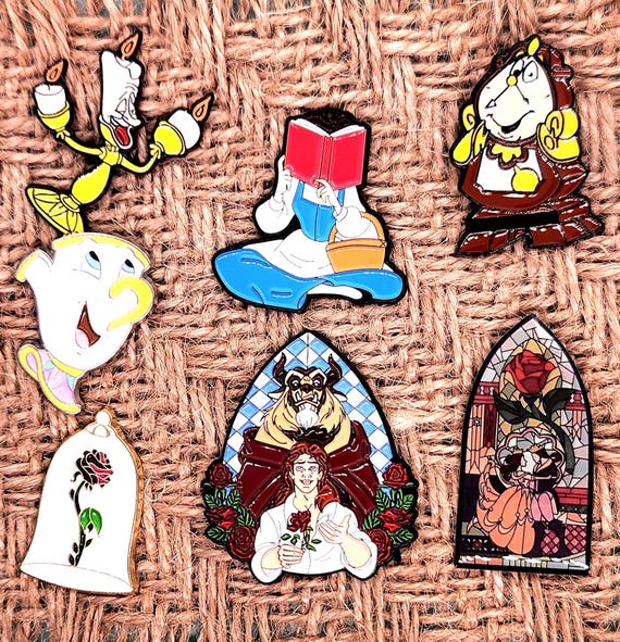 Beauty and the Beast Enamel Pins, Belle, Lumiere, 90s Nostalgia